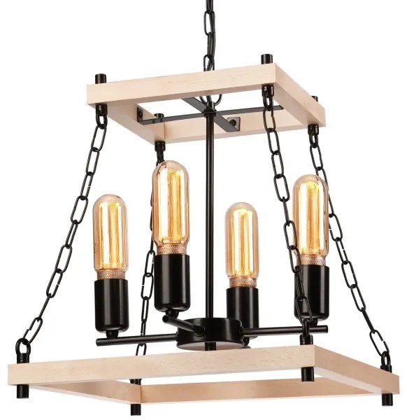 Csillár láncon JASPER 4xE27/60W/230V bükkfa/bézs