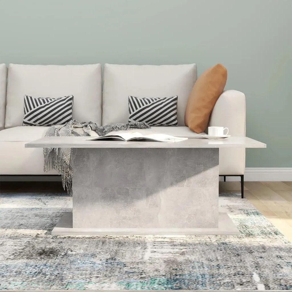 Betonszürke szerelt fa dohányzóasztal 102x55,5x40 cm