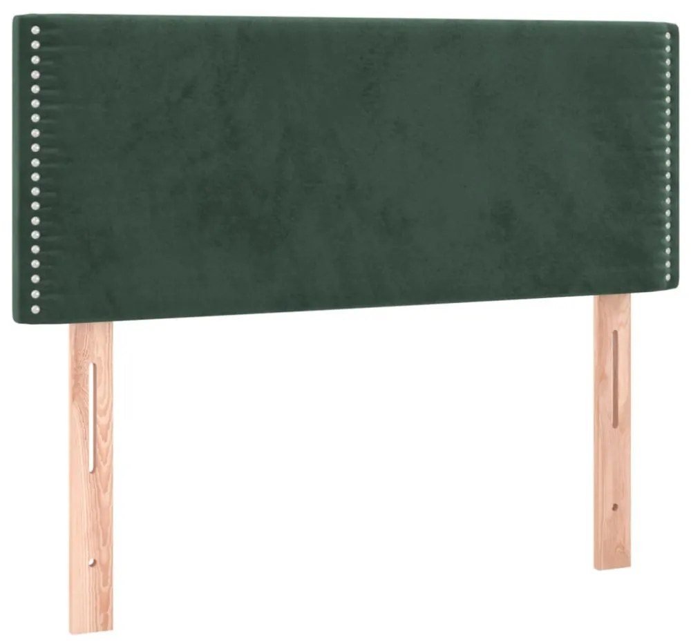 sötétzöld bársony rugós és LED-es ágy matraccal 80 x 200 cm