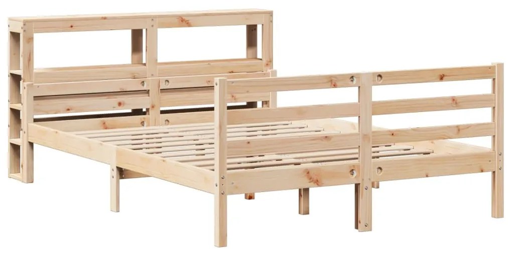 tömör fenyőfa ágykeret fejtámlával 140 x 190 cm