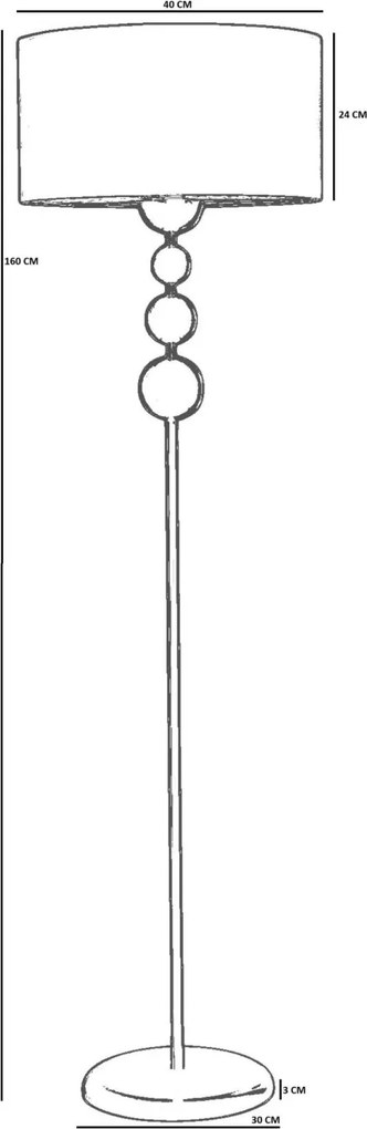 Fém állólámpa, Ø40 cm – TR534LUN4645