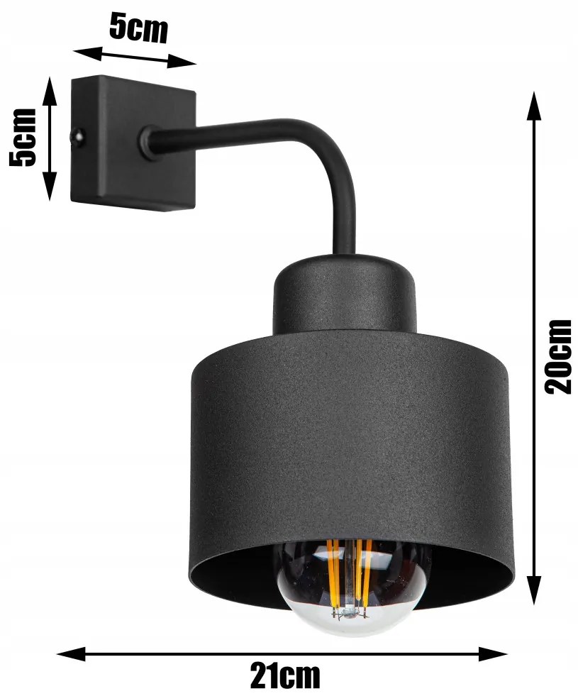 KÉSZLETKISÖPRÉS! Fali lámpa fekete fém búrával | Loft - Industrial | Glimex Lavor 1xE27 GKL57C