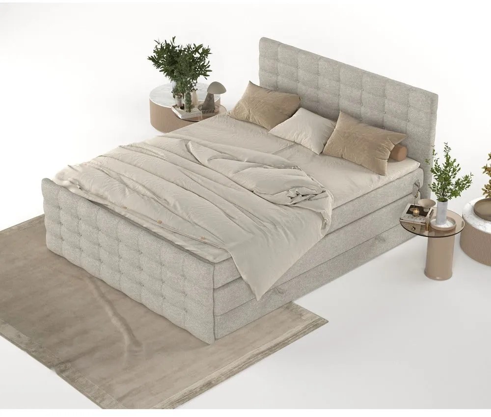 Bézs ágyneműtartós boxspring ágy 200x200 cm Blend – Maison de Rêve