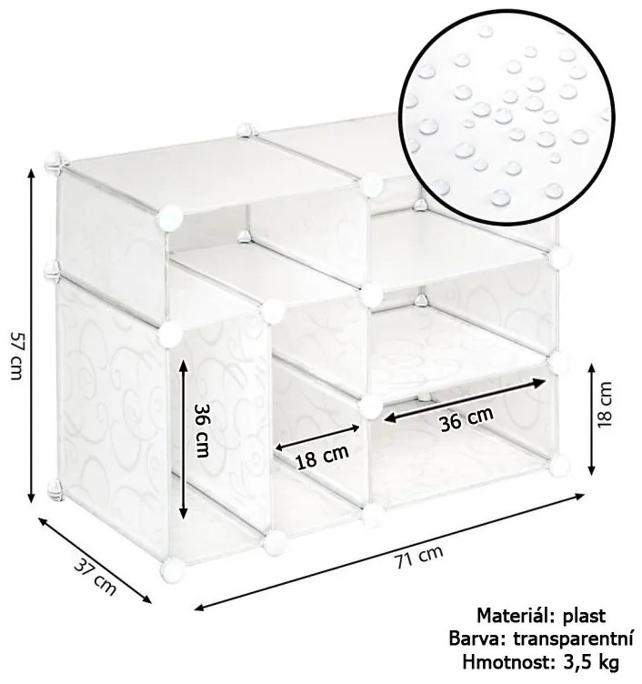 DIVERO Fiókos állvány 57 x 71 x 37 cm átlátszó