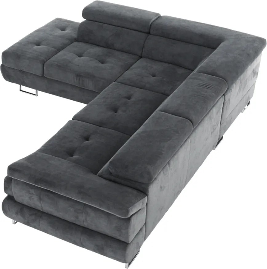 Ülőgarnitúra, szürke, szövet, balos, BUTON P