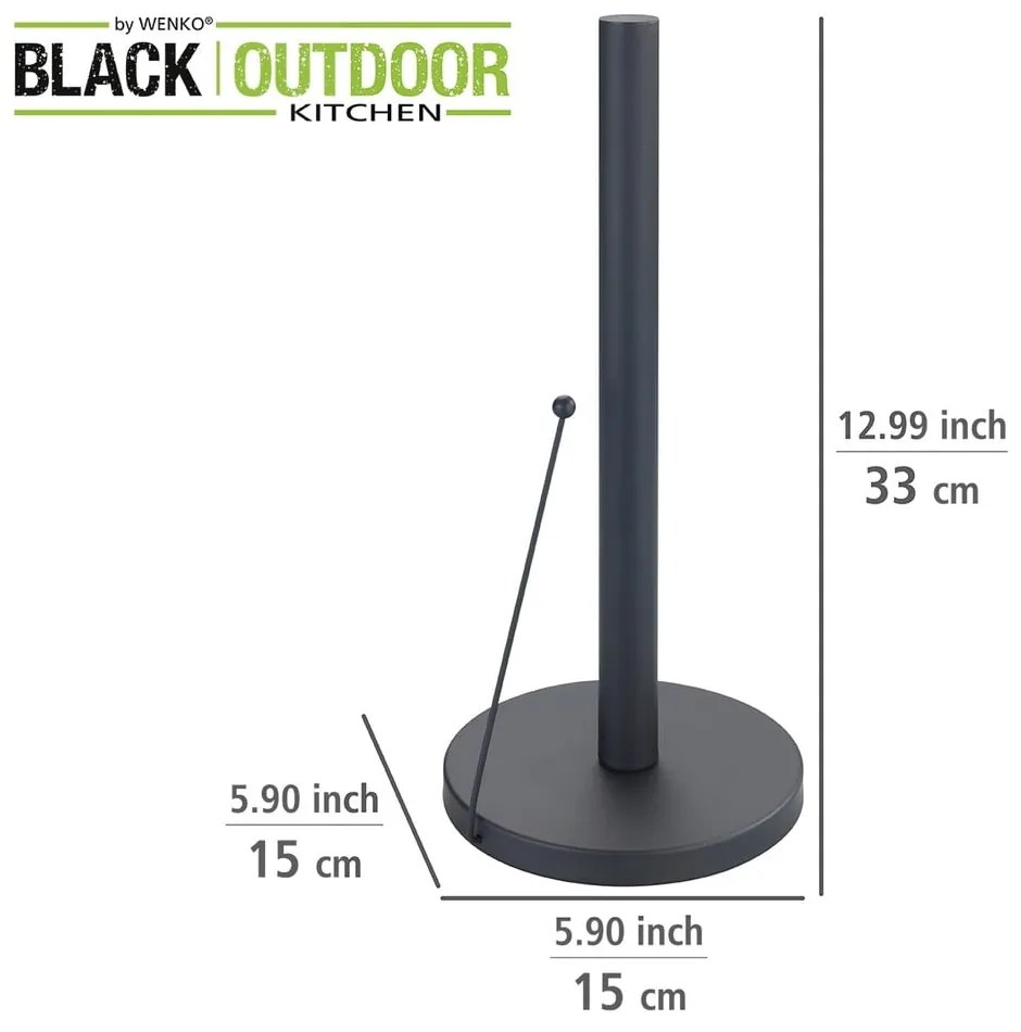 Black Outdoor Kitchen Clayton fekete fém papírtörlő tartó - Wenko