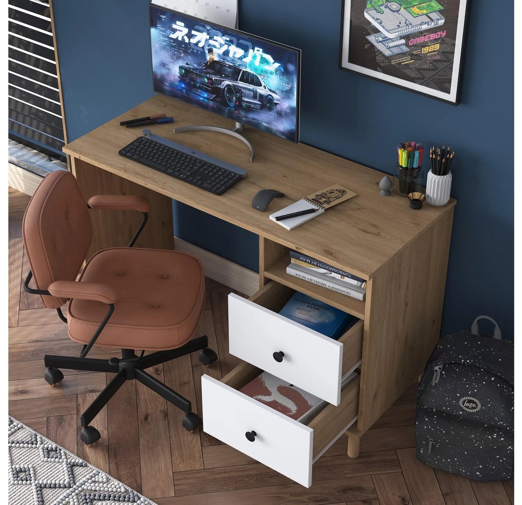 PC asztal Sikine 3 (dió + fehér) . 1094988