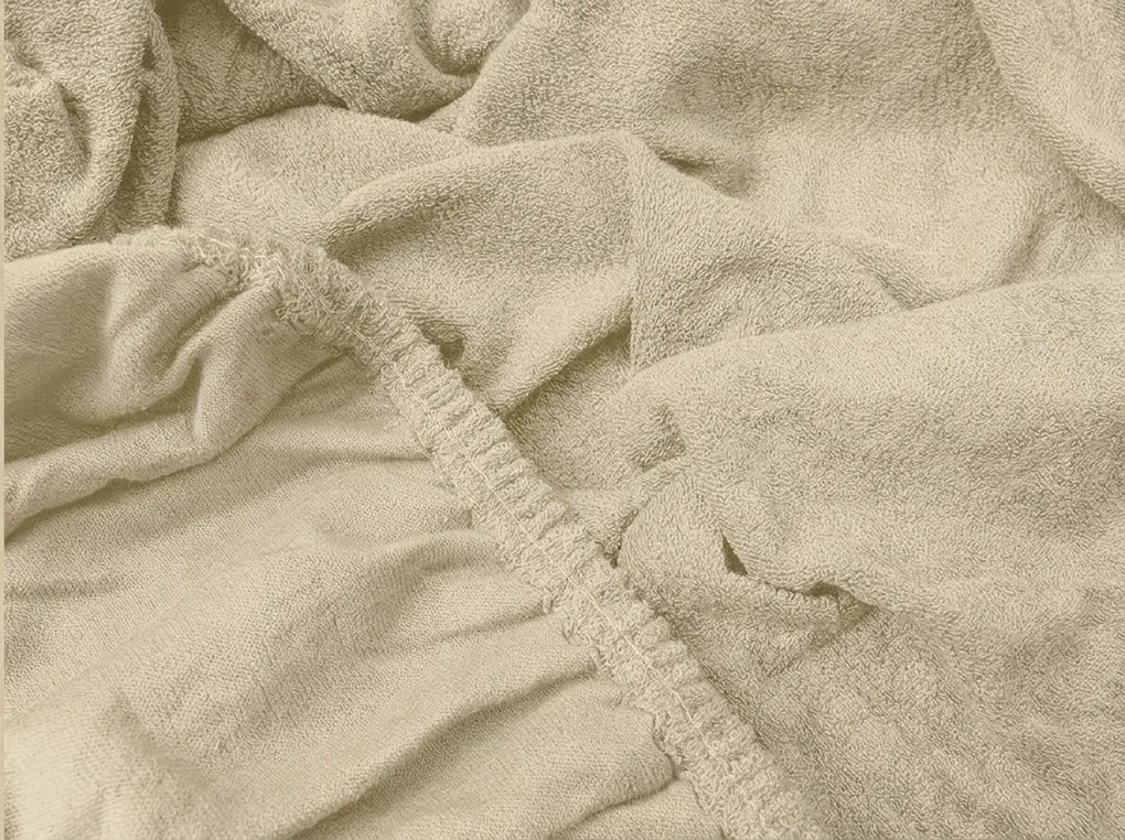 Polár anyagból készült mikroszálas gumis lepedő MOLTON cappuccino 180 x 200 cm