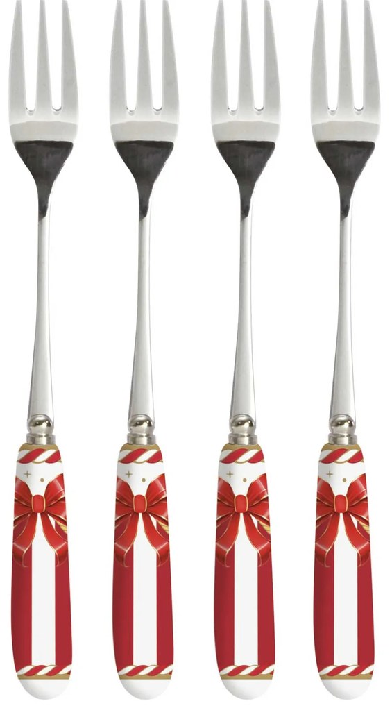 Karácsonyi Rozsdamentes acél villa szett 4 db-os porcelán nyéllel Christmas Tale