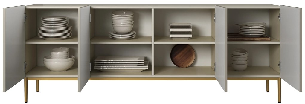 Nicole komód 200 cm fém lábakkal - kasmír / arany lábak