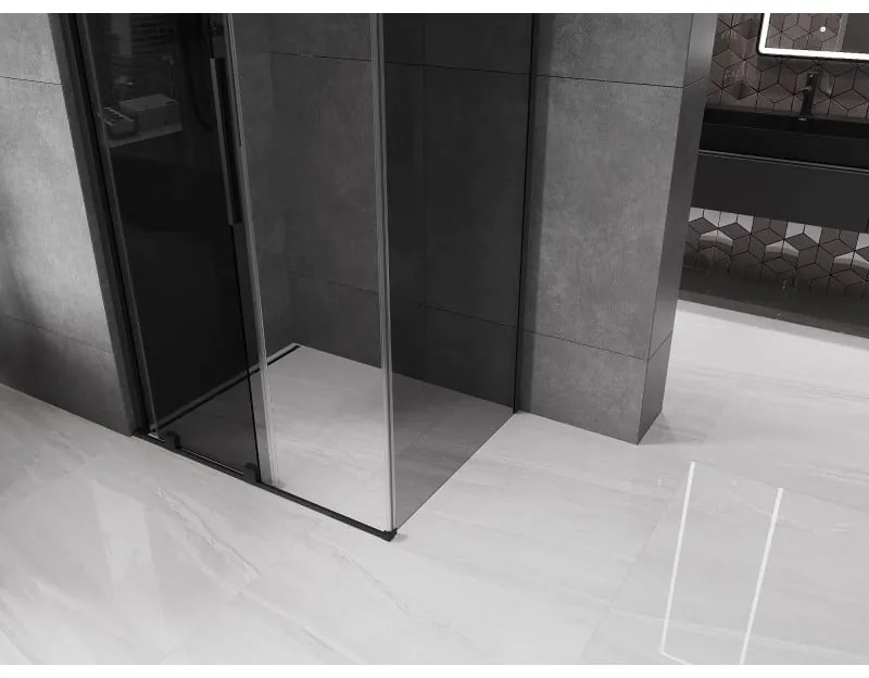 Mexen Velar, tolóajtós zuhanykabin 100 x 90 cm, 8mm szürke üveg, fekete matt, 871-100-090-41-70