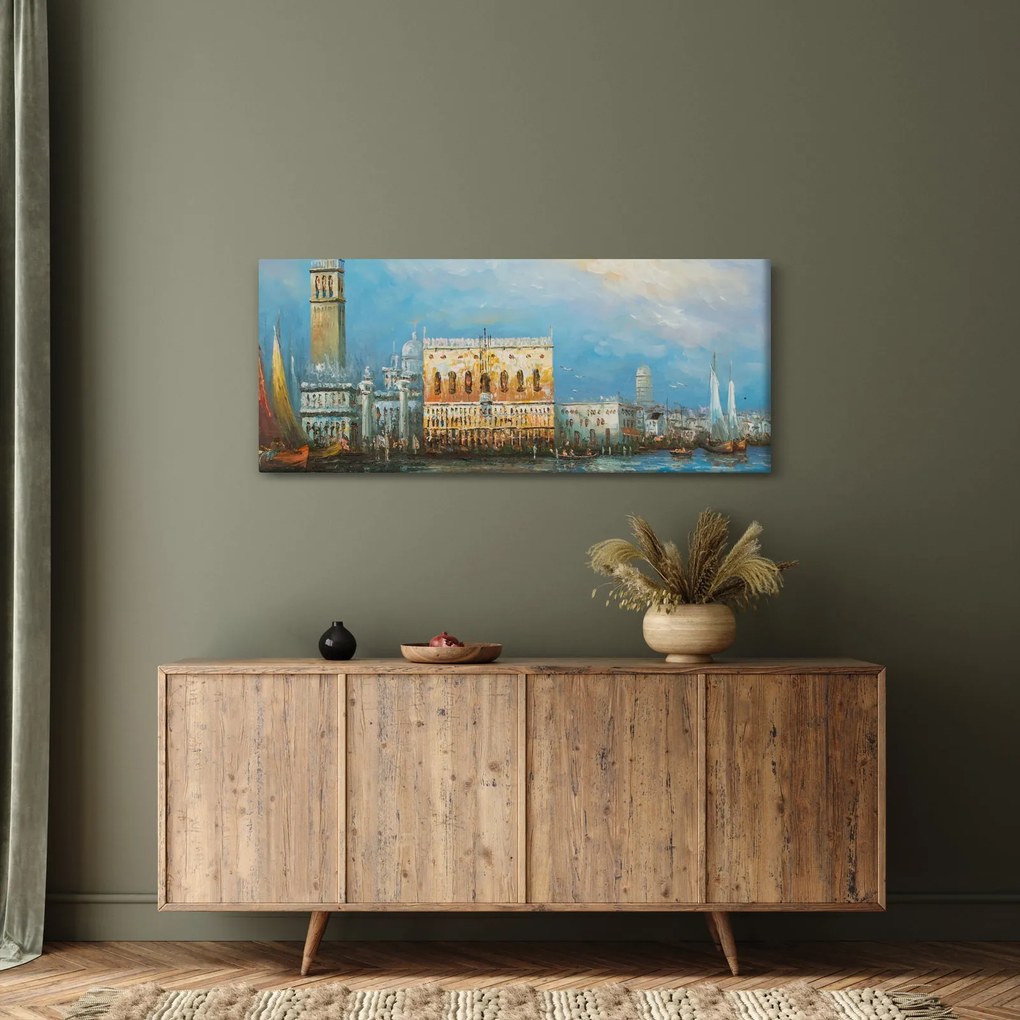 Kép - gondola Velencén áthaladva, olajfestmény (120x50 cm)