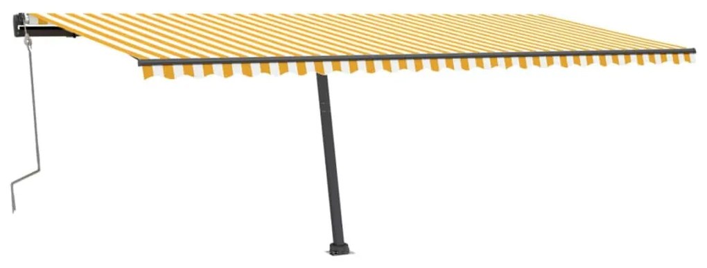 Sárga és fehér kézzel kihúzható LED-es napellenző 600x300 cm