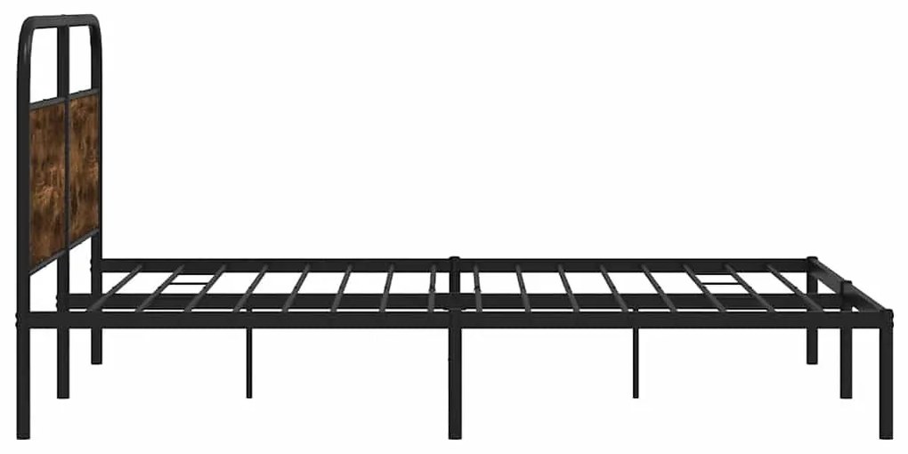 ágykeret matrac nélkül 160x200 cm füstölt tölgy fűrészelt fa