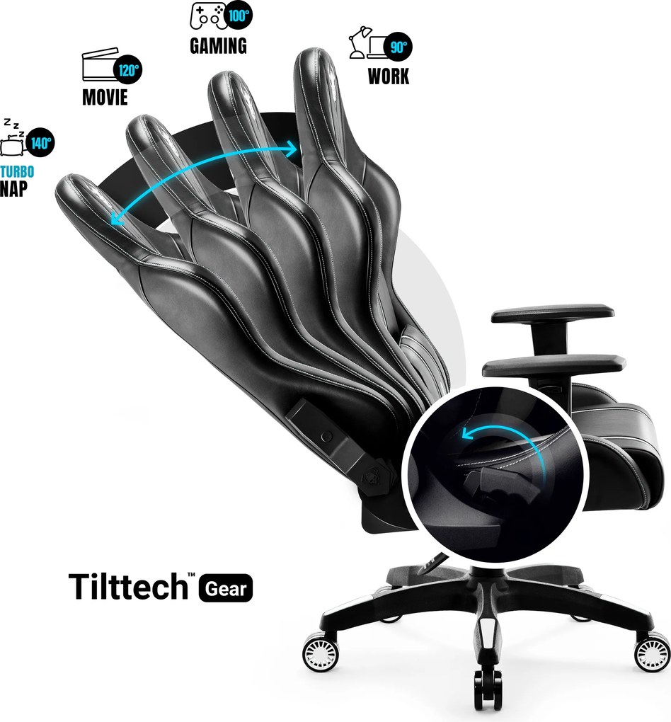 Gamer szék műbőr King Size, fekete-fehér: Diablo X-One 2.0