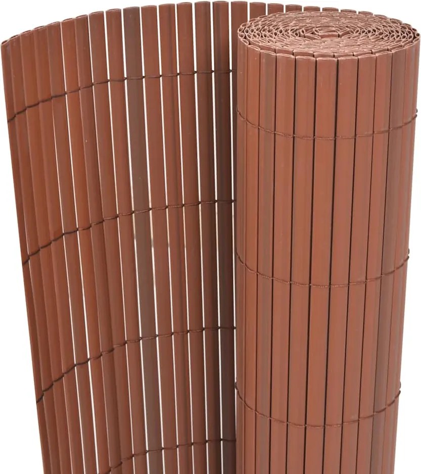 vidaXL barna kétoldalas PVC kerti kerítés 90 x 300 cm