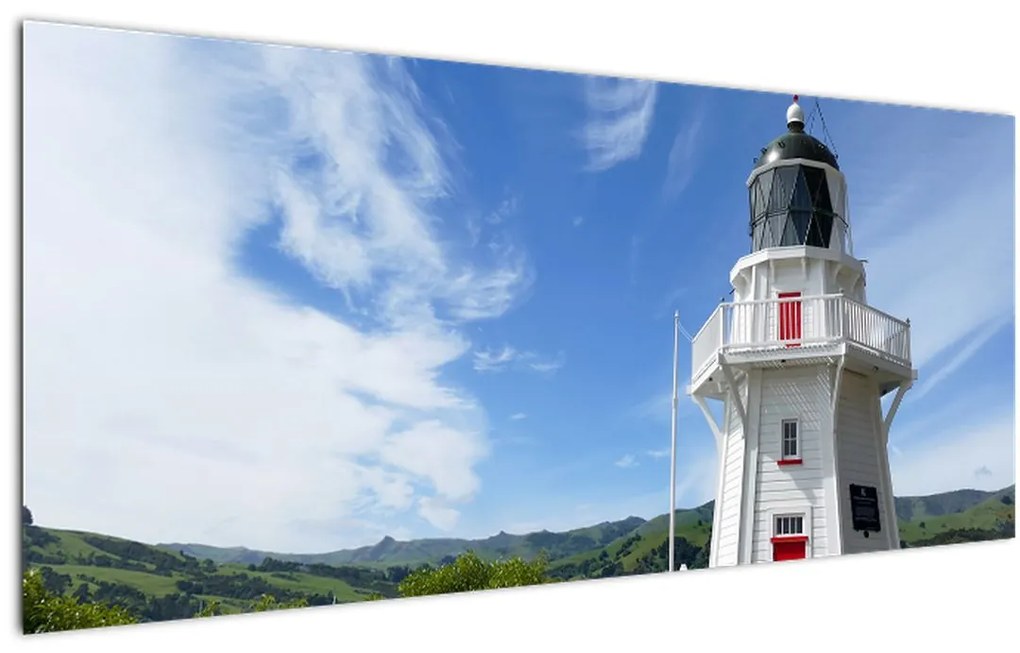 Az Akaroa világítótorony képe, Új-Zéland (120x50 cm)