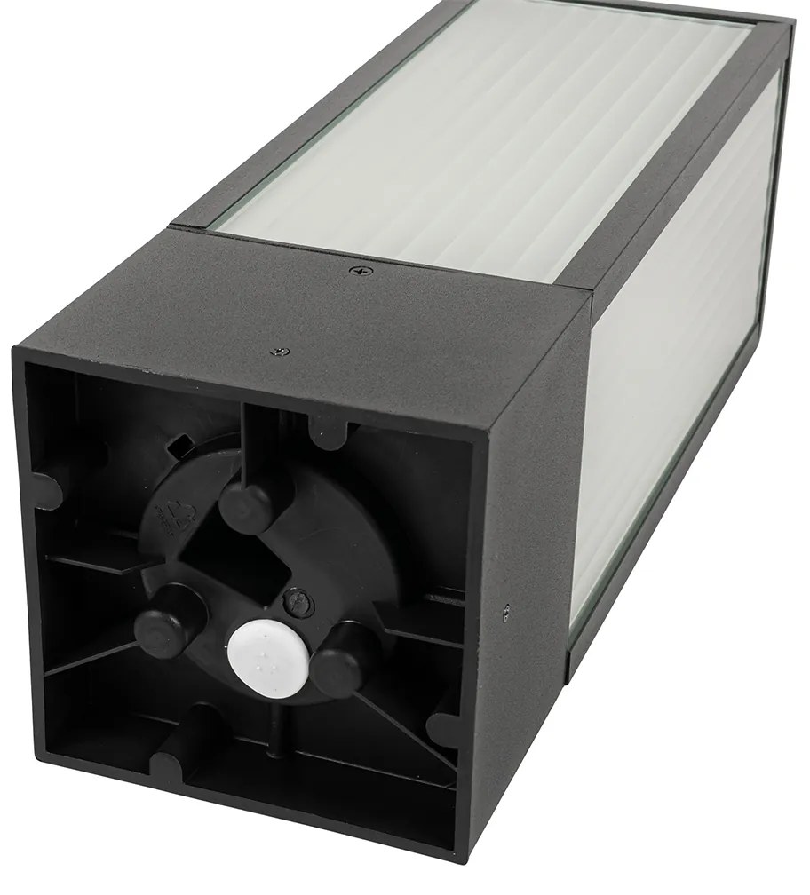 Kültéri állólámpa fekete bordázott üveggel 40 cm IP44 - Charlois