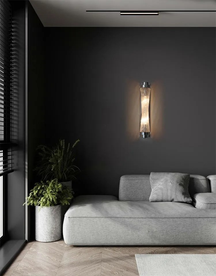 KING HOME MSE010100362 COLOUMN Kristály Fali Lámpa Ezüst, Átlátszó E14 IP20