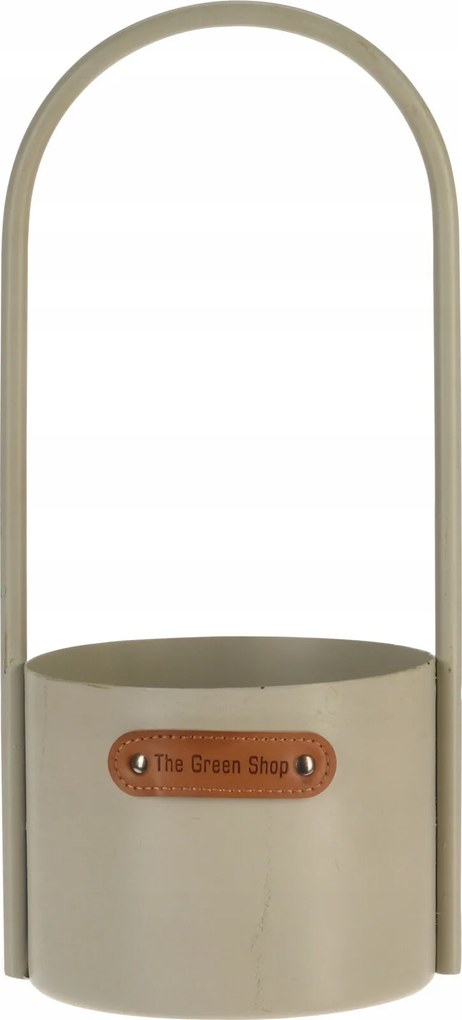 Fém Virágcserép Fogantyúval Ø 13 CM Magasság 30 CM Bézs