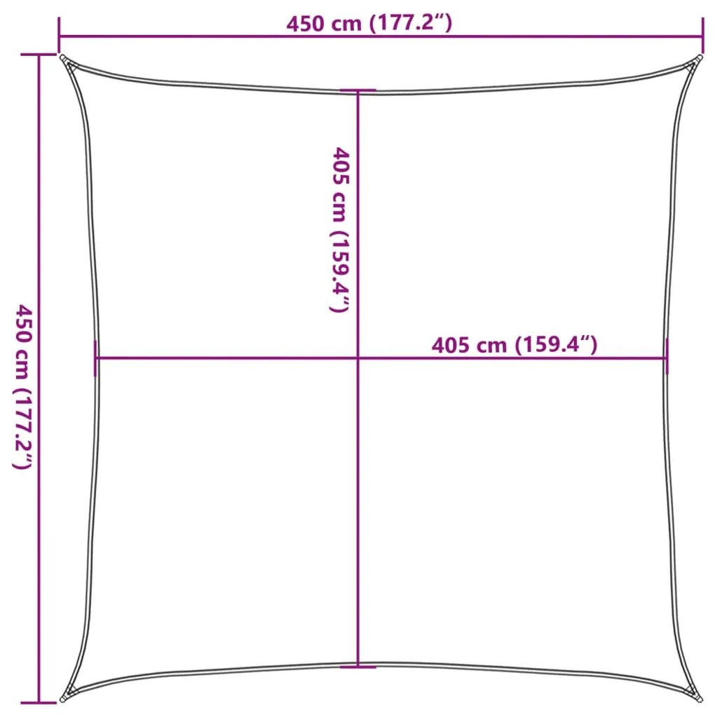 barna HDPE napvitorla 160 g/m² 4,5 x 4,5 m