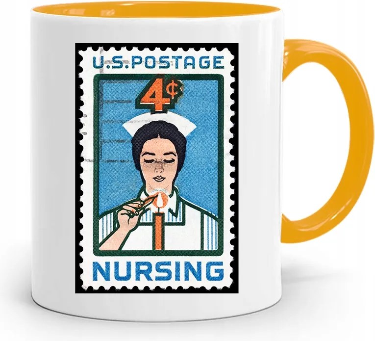 Sárga Bögre Ajándék Ápolónőnek Nursing nyomott mintával