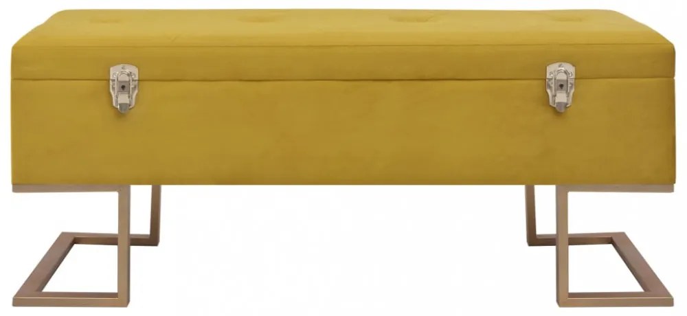 mustársárga bársonypad tárolórekesszel 105 cm