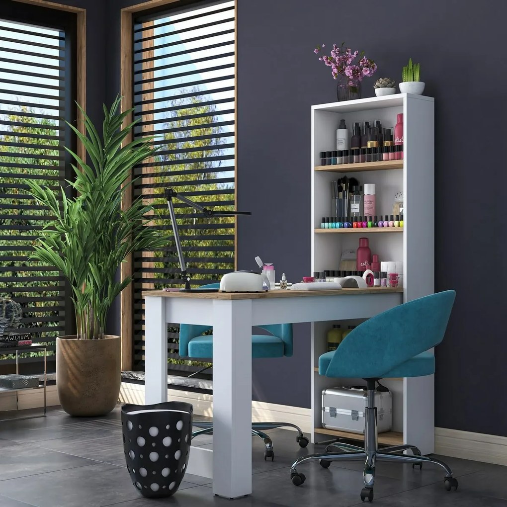 Milano White and Walnut kozmetikai asztal