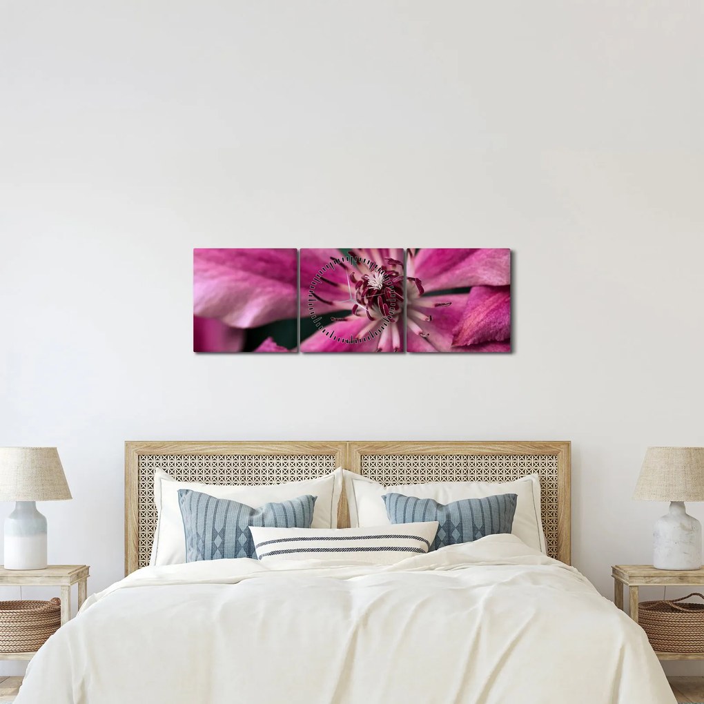 Rózsaszín flamingóvirág képe (órával) (90x30 cm)