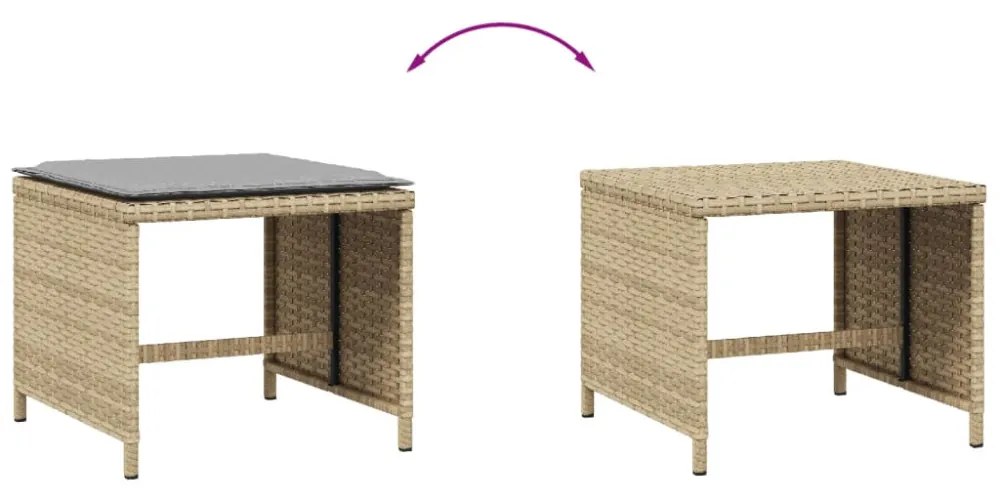 4 db vegyes bézs polyrattan kerti szék párnával 41 x 41 x 36 cm