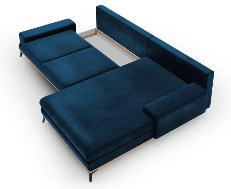 Astre királykék bársony kinyitható sarokkanapé, jobb oldali - Windsor & Co Sofas
