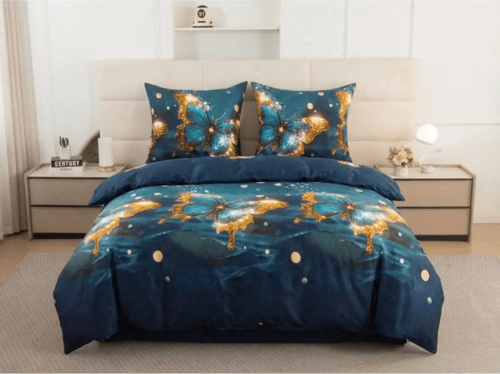 Mikroszálas ágyneműhuzat MYSTIC BUTTERFLY kék Ágyneműhuzat mérete: 70 x 80 cm | 140 x 200 cm