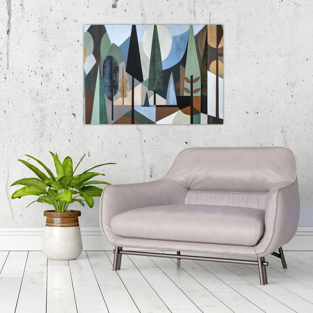 Üveg kép - Természetes geometriai absztrakció II. (70x50 cm)