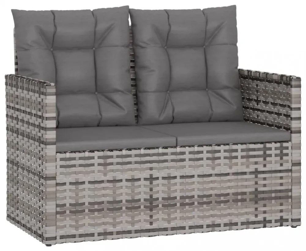 szürke polyrattan kerti pad párnákkal 105 cm
