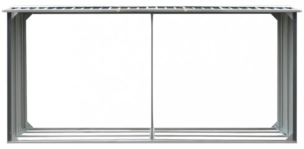 szürke horganyzott acél kerti tűzifatároló 330 x 92 x 153 cm