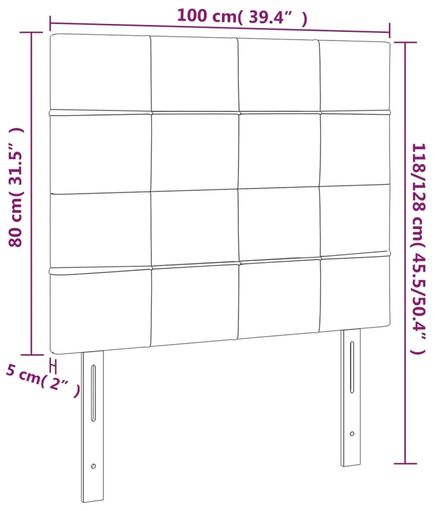sötétkék bársony LED-es fejtámla 100x5x118/128 cm