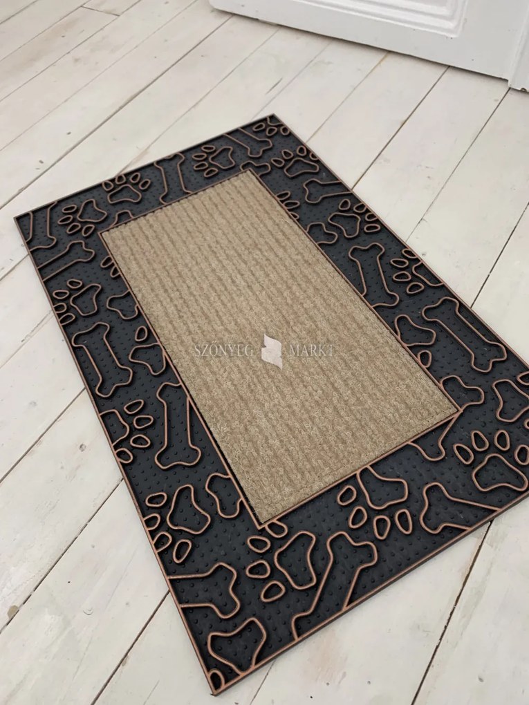 Modern bronz beige kutya csont gumis lábtörlő 45x75cm