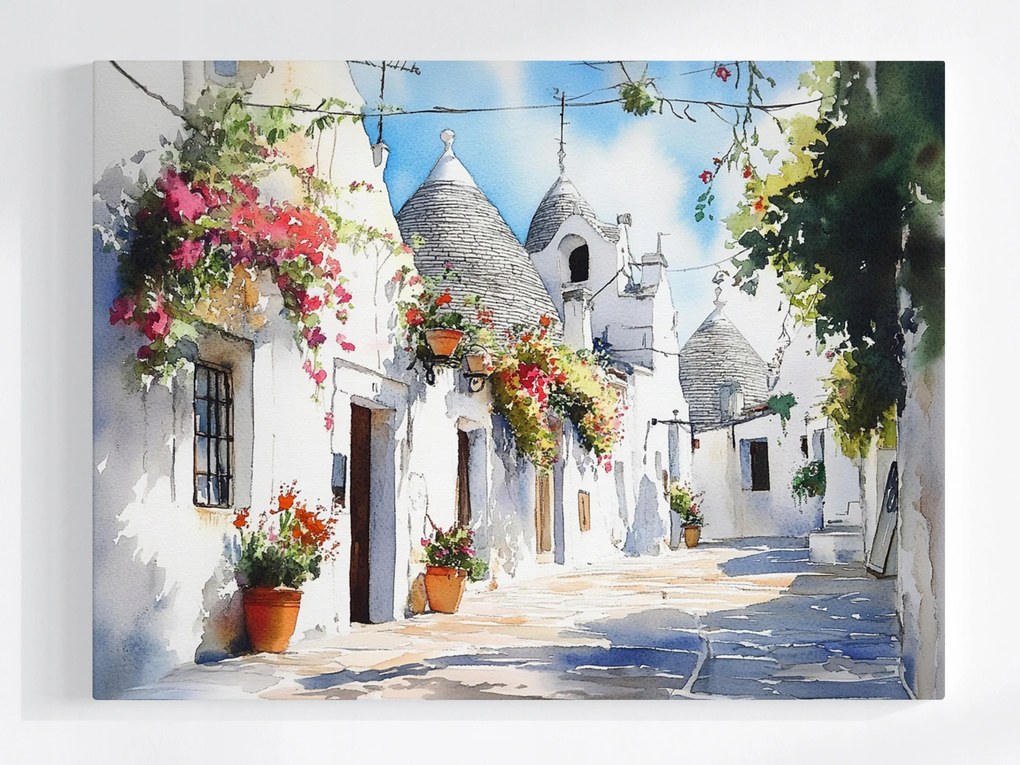 Canvas Vászonkép Olaszország Puglia Alberobello Trulli Házak Kilátás 100x75