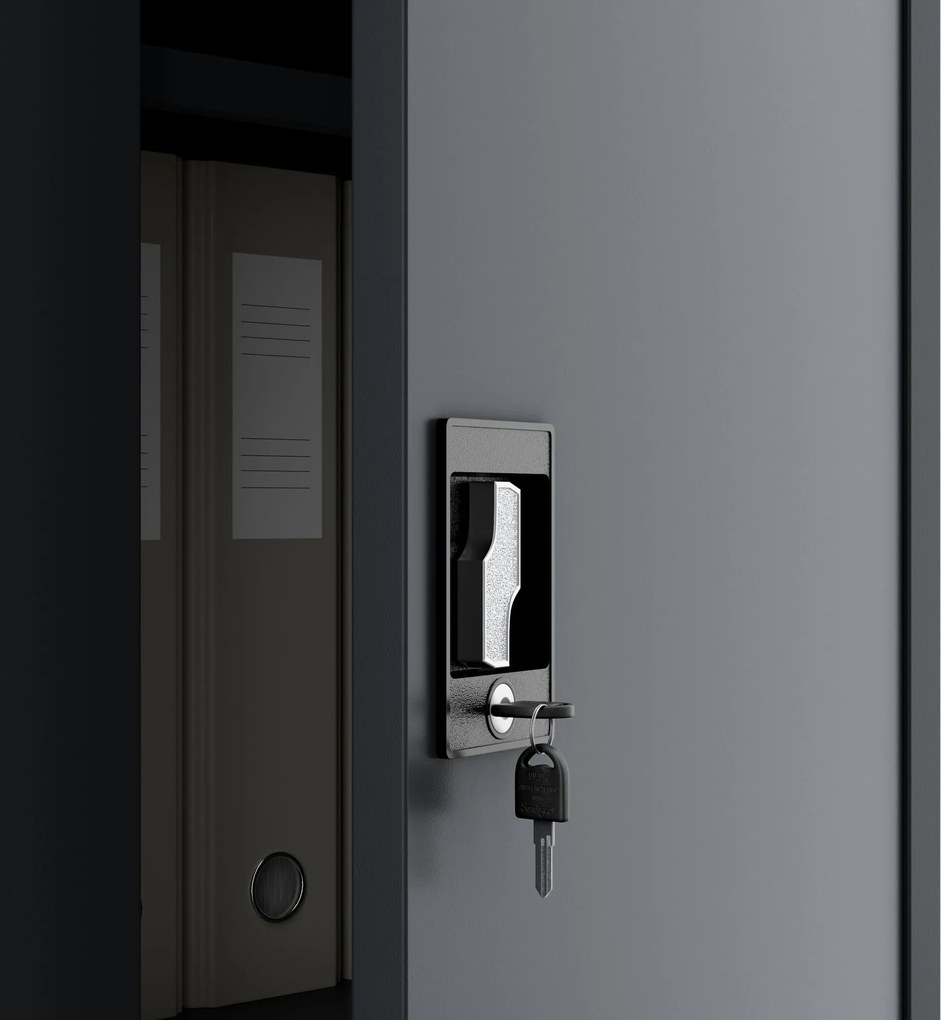 Fém irodai és műhelyszekrény antracit JAN D600 900 x 1850 x 600 mm