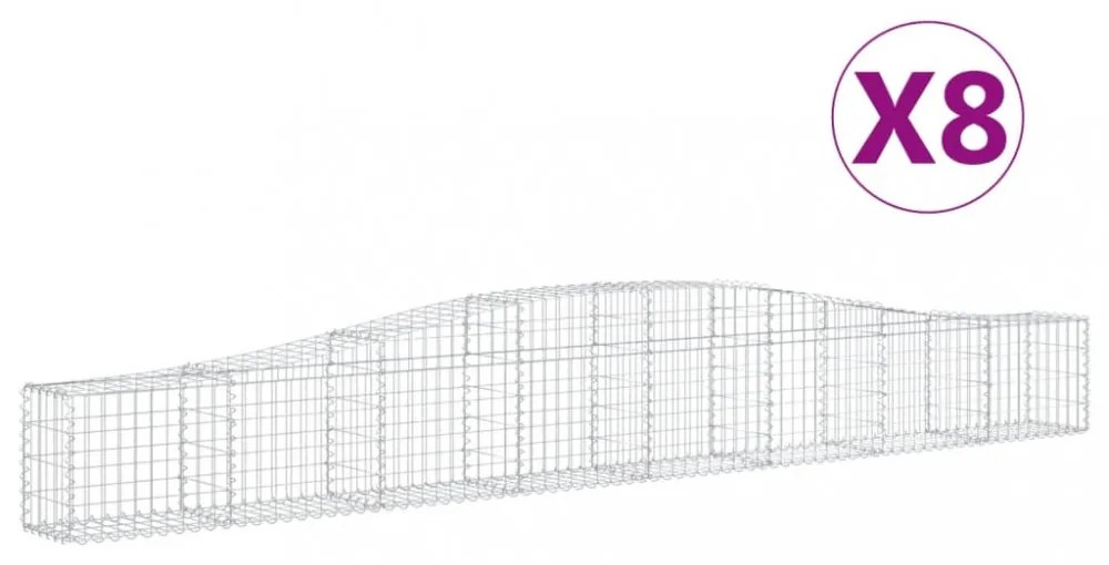 8 db íves horganyzott vas gabion kosár 400x30x40/60 cm
