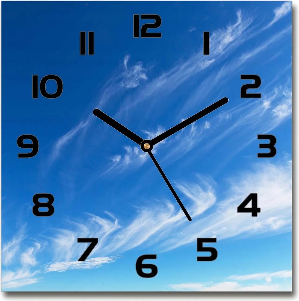 Üveg falióra szögletes Kék égbolt 30x30 cm