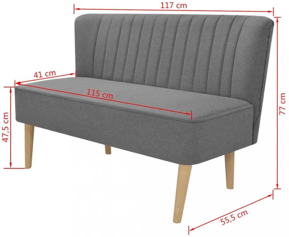 világosszürke szövetkanapé 117 x 55,5 x 77 cm
