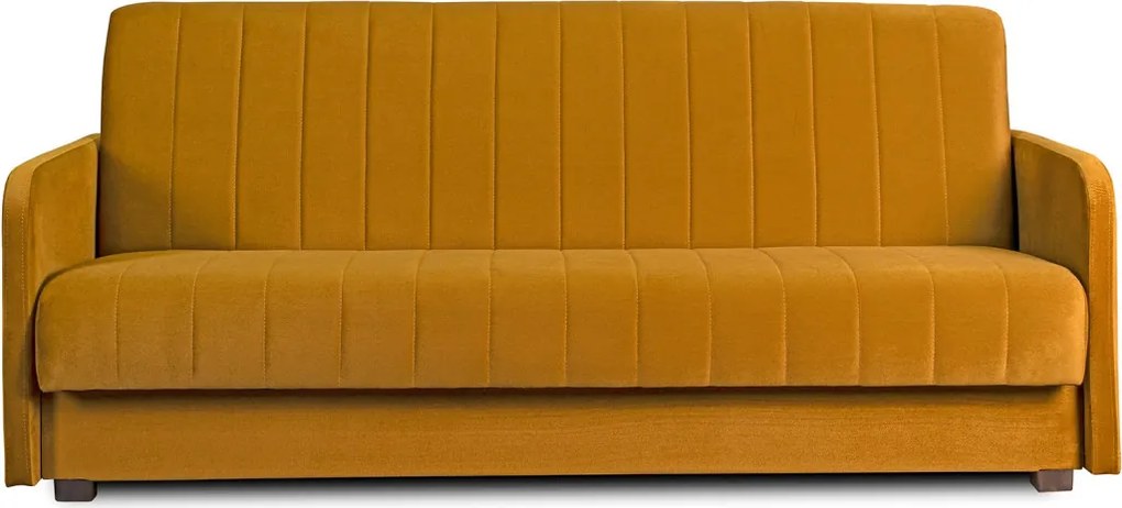 Kihúzható kanapé mustárszínű velúr kárpitozással - PORTO