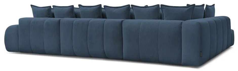 Sötétkék zsenília kinyitható-tárolóhelyes sarokkanapé (bal oldali-U alakú) Everest – Bobochic Paris