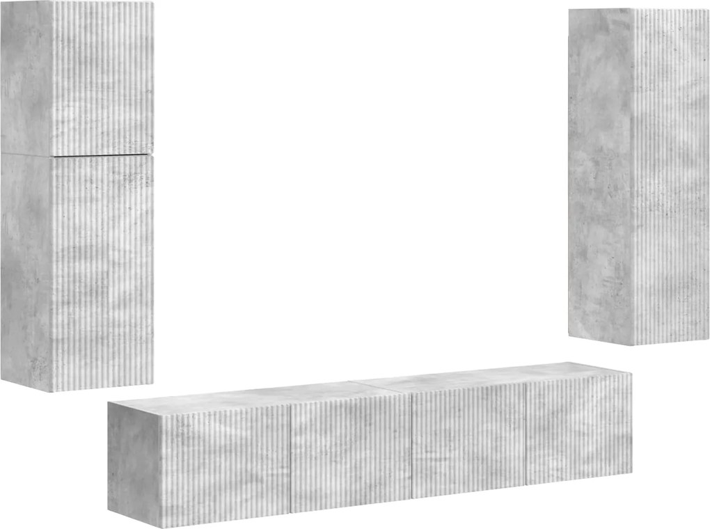 vidaXL TV szekrény garnitúra 4 pcs Beton Szürke Faanyag