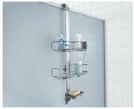 Simplehuman Állítható zuhanyajtó-tartó polcokkal