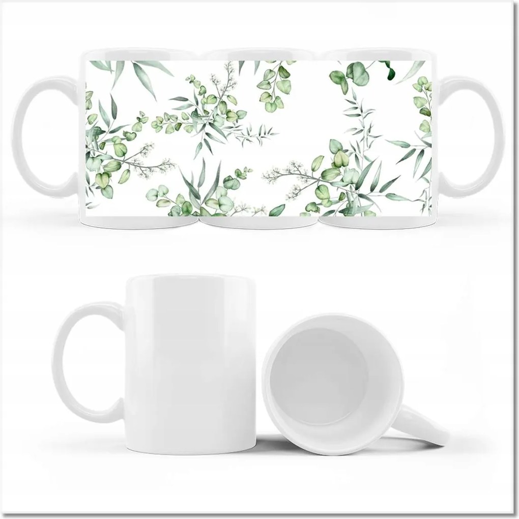 Nyomott mintás bögre Eucalyptus Floral virág