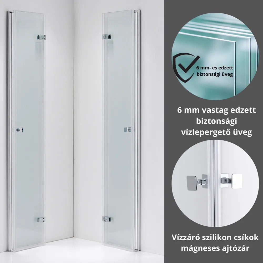 Stuxi Verona Duo 110x110 cm szögletes két csuklóajtós zuhanykabin, 6 mm vízlepergető üveggel, króm