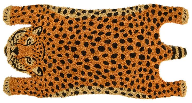 Kókuszrost lábtörlő, gepárd formájú, 75 x 38 cm