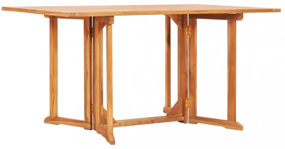 Tömör tíkfa lehajtható lapú kerti asztal 150 x 90 x 75 cm